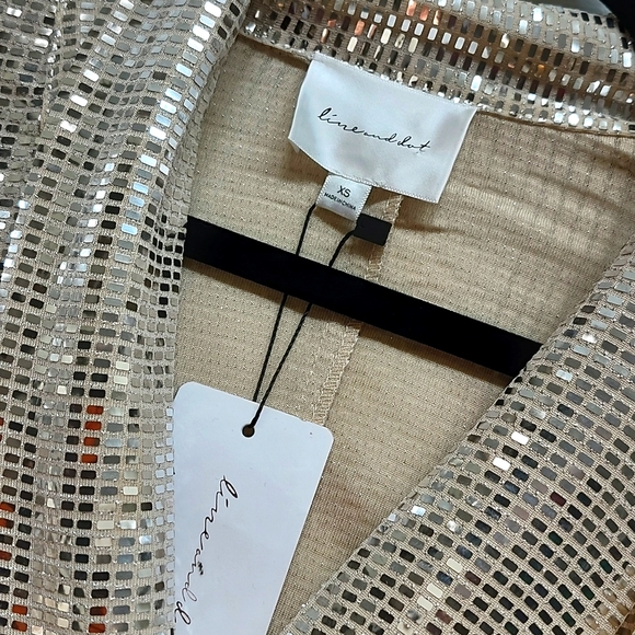 Line & Dot Silver Long-Sleeve Mini Dress, Size XS - Picture 5 of 7